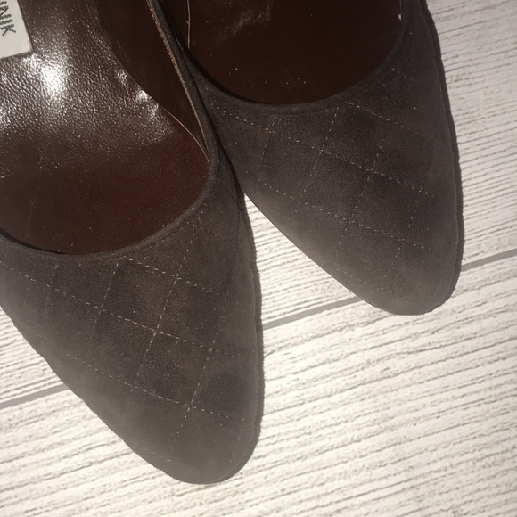 Beautiful vintage Manolo Blahnik Lisqui Quilted Suede, block heel - Brown sz38 - Picture 5 of 10